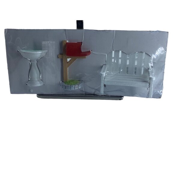 Fairy Garden Mailbox Bird Bath Bench Miniature Ceramic House Home Decor Kit NEW - Picture 1 of 10